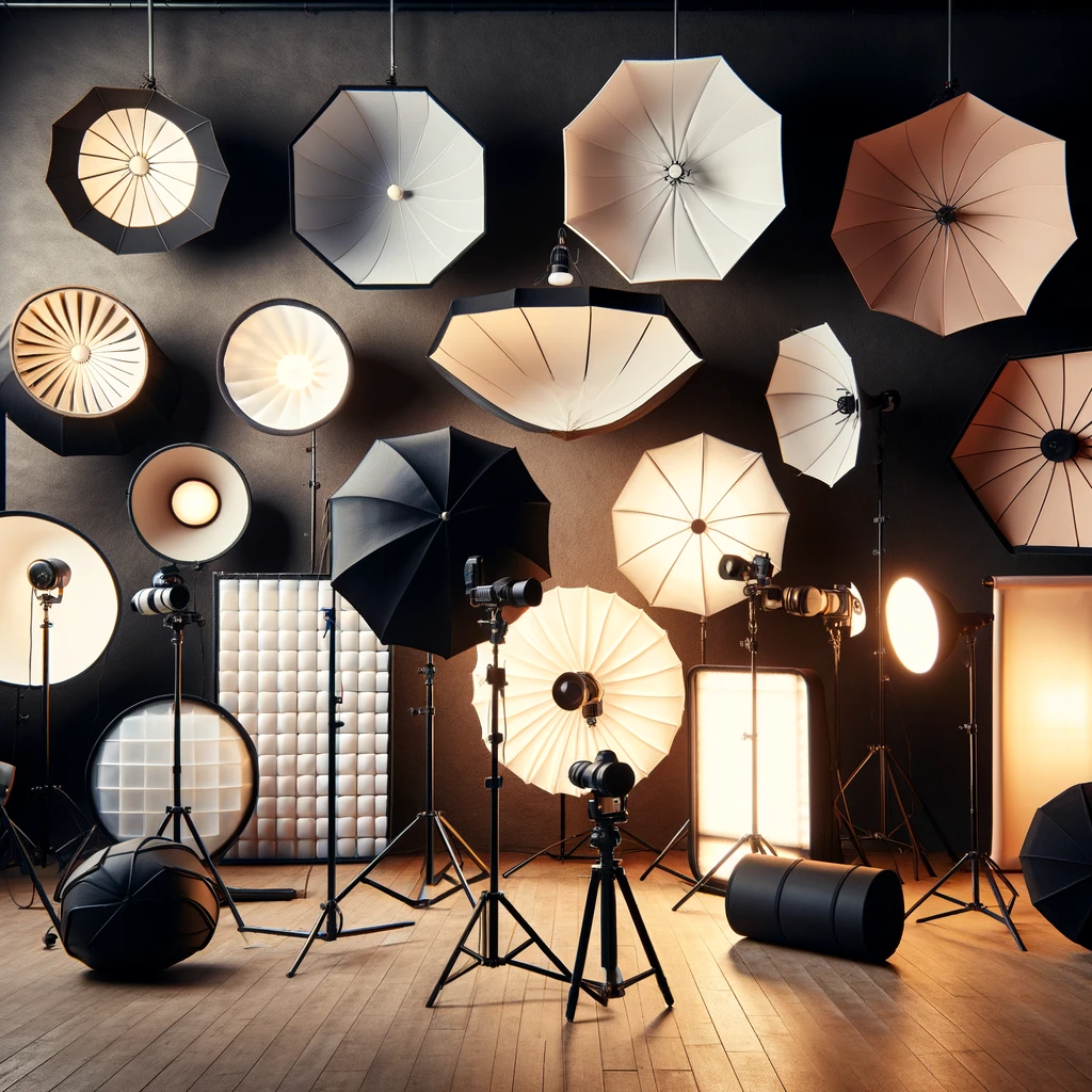 Various softboxes and light diffusers